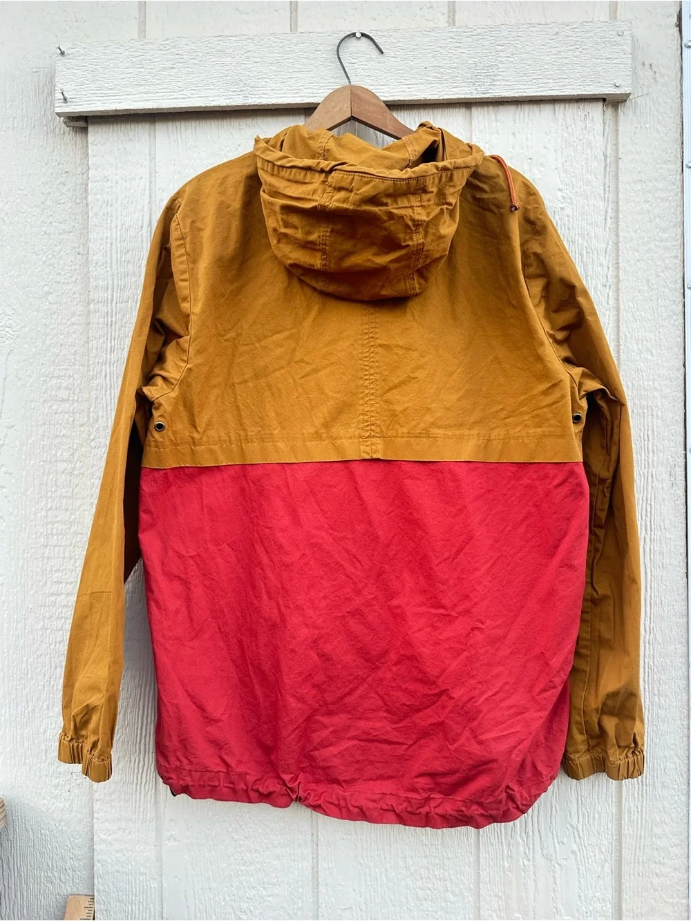 Dravus Colorblock Hooded Anorak Jacket 1/4 zip Mustard Yellow khaki Sweater